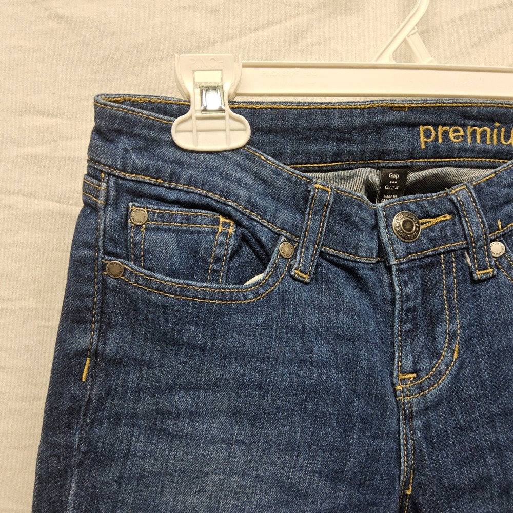 Gap Straight Crop Jeans Women 0/24 Dark Wash Blue Premium Denim Stretch Mid Rise